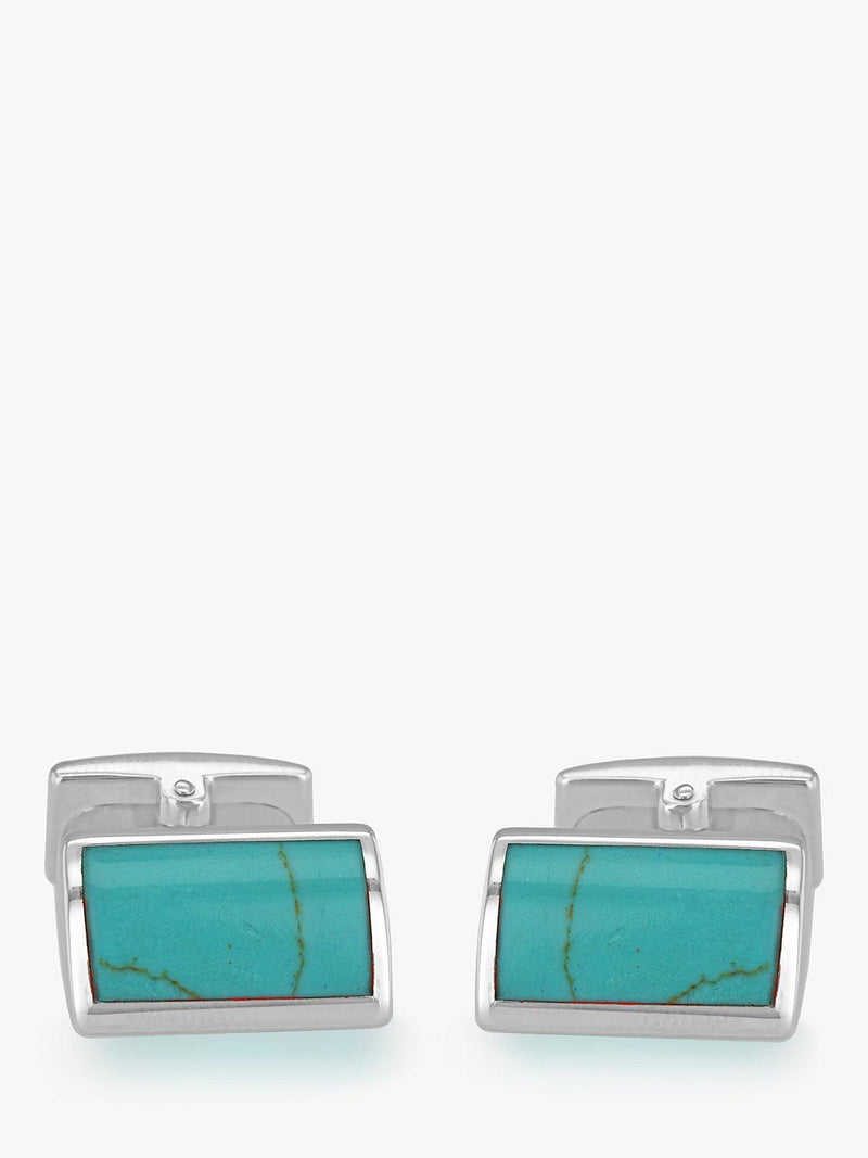 Hoxton London turquoise rectangle cufflinks - British product