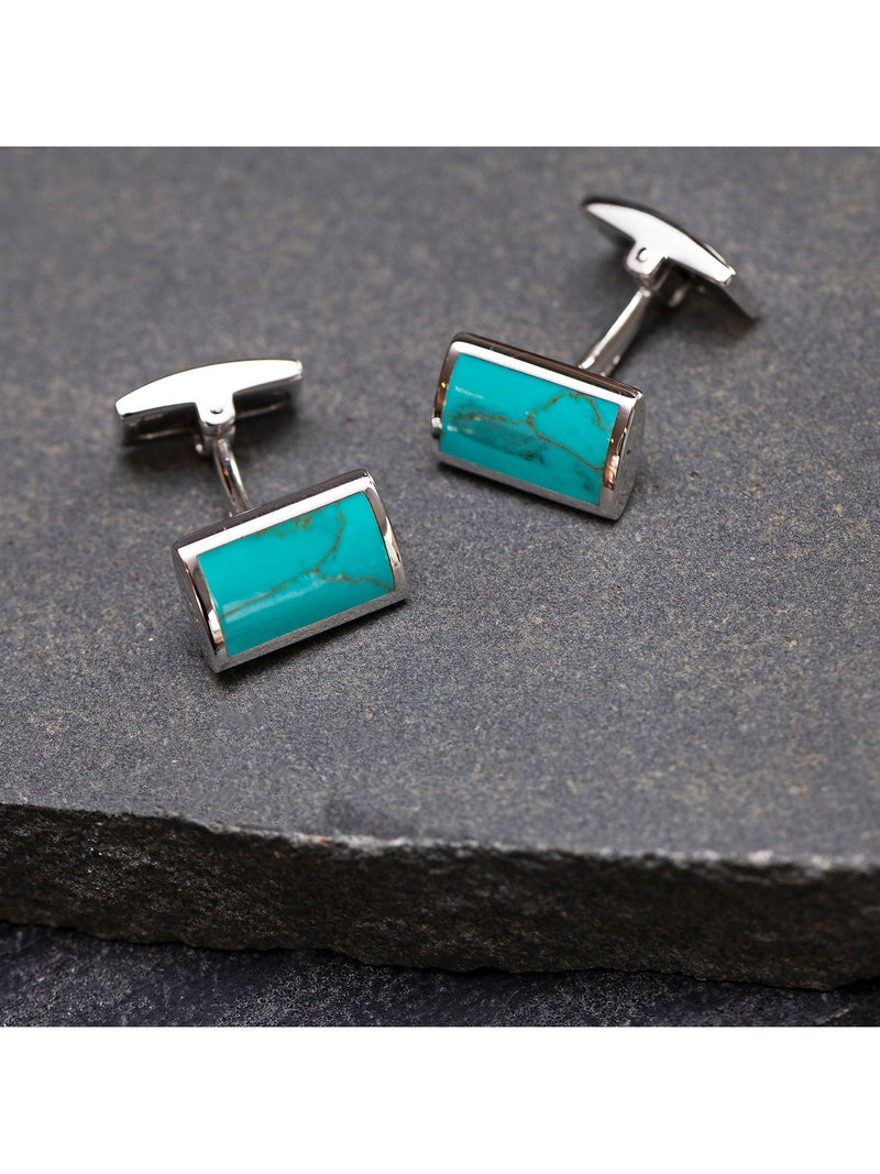Hoxton London turquoise rectangle cufflinks - British product