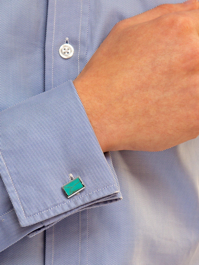 Hoxton London turquoise rectangle cufflinks - British product