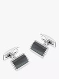Hoxton London Hematite Rectangle Cufflinks, Silver/Grey