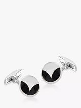 John Lewis Hoxton London Agate Round Cufflinks Silver/Black- Buy online at McGrocer