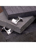Hoxton London diamond rectangle cufflinks sterling silver - British product