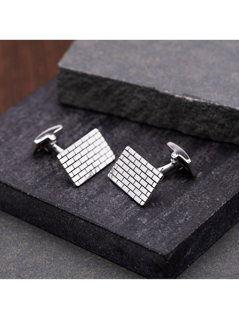 Hoxton London brick pattern cufflinks silver, imported from the UK