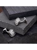 Hoxton London herringbone square cufflinks, rhodium plated silver (British brand)