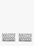 Hoxton London rhodium plated herringbone cufflinks silver, UK version