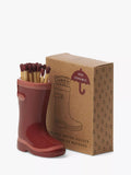 Paddywax Wellington boot ceramic match holder with 25 safety matches, red, imported from the UK