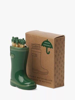 Paddywax Welly Boot Ceramic Match Holder, Green
