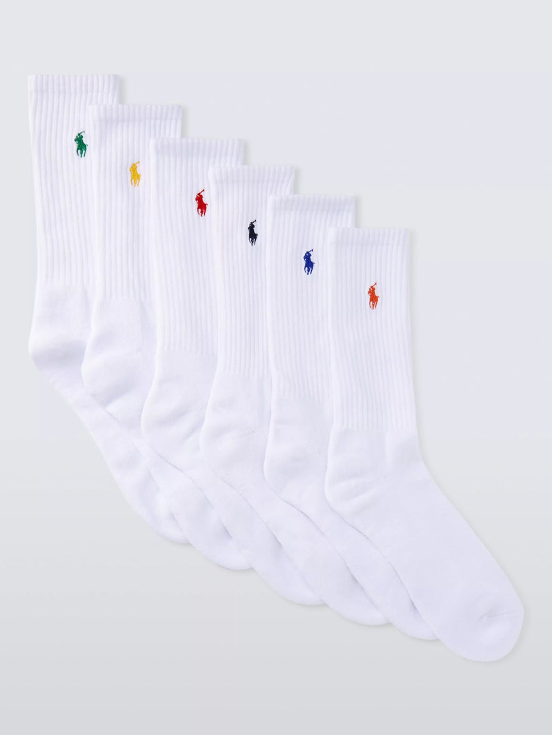 Ralph Lauren crew socks pack of 6 white - British product