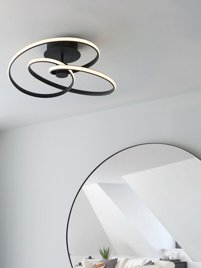 Bay Lighting ceiling light black semi flush 42W LED, UK version