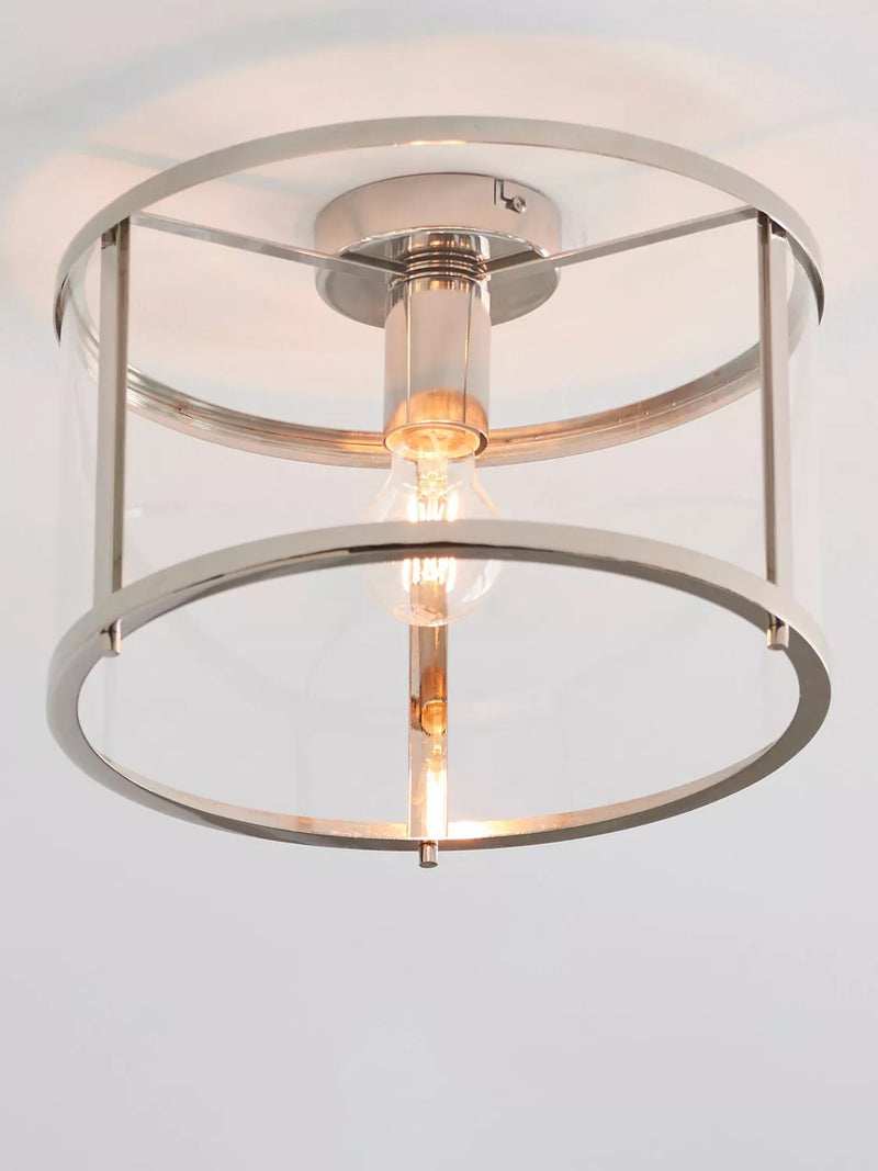 Bay Lighting Foster flush ceiling light chrome 31cm diameter - British product