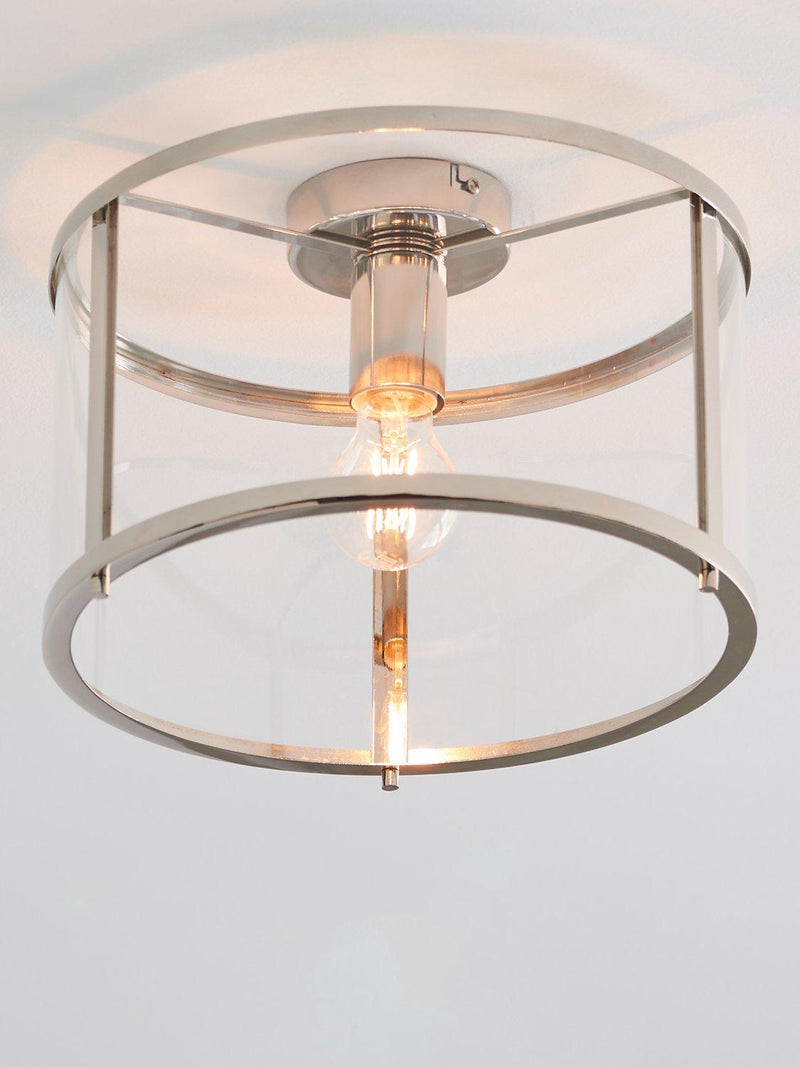 Bay Lighting Foster flush ceiling light chrome 31cm diameter - British product