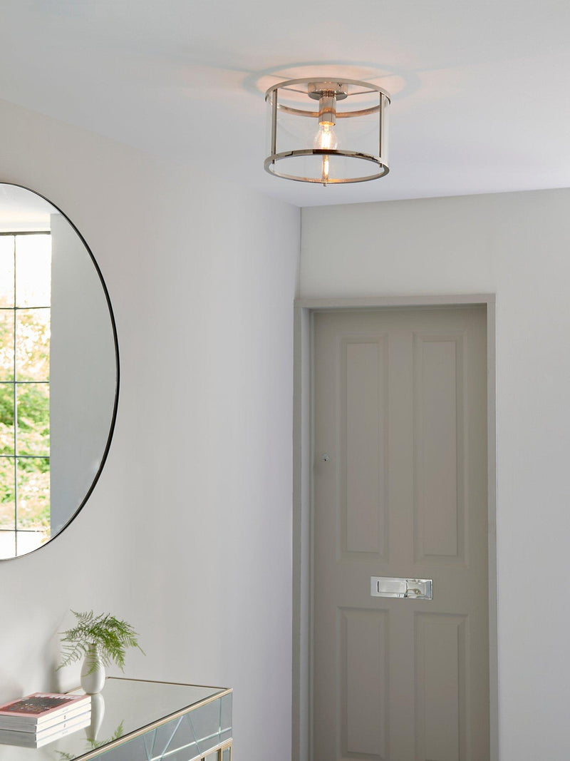 Bay Lighting Foster flush ceiling light chrome 31cm diameter - British product