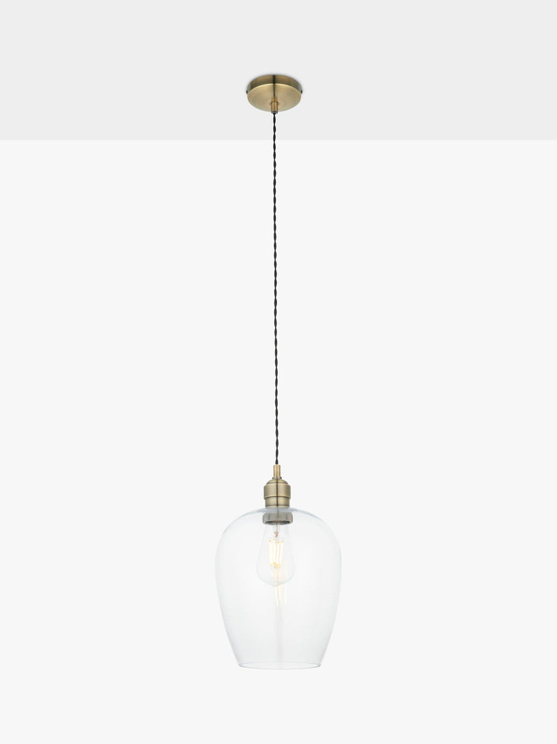 Bay Lighting Brighton pendant ceiling light antique brass, UK version