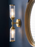 Bay Lighting Ayden wall light gold with rib glass shades - British product