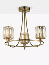 John Lewis Bay Lighting Lyon 3 Arm Semi Flush Ceiling Light Brass- Buy online at McGrocer