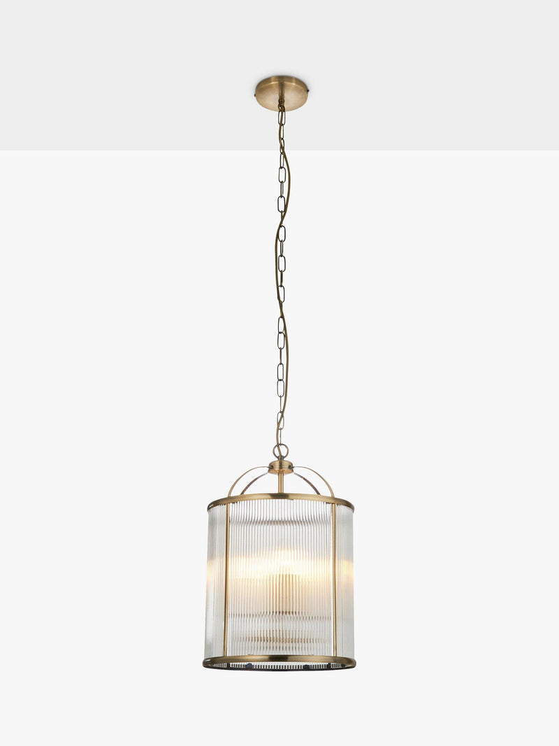 Bay Lighting Stockwell ribbed pendant ceiling light brass 41cm height (British brand)