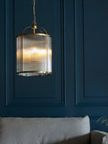 Bay Lighting Stockwell ribbed pendant ceiling light brass 41cm height (British brand)