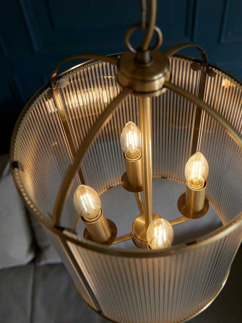 Bay Lighting Stockwell ribbed pendant ceiling light brass 41cm height (British brand)