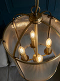 Bay Lighting Stockwell ribbed pendant ceiling light brass 41cm height (British brand)