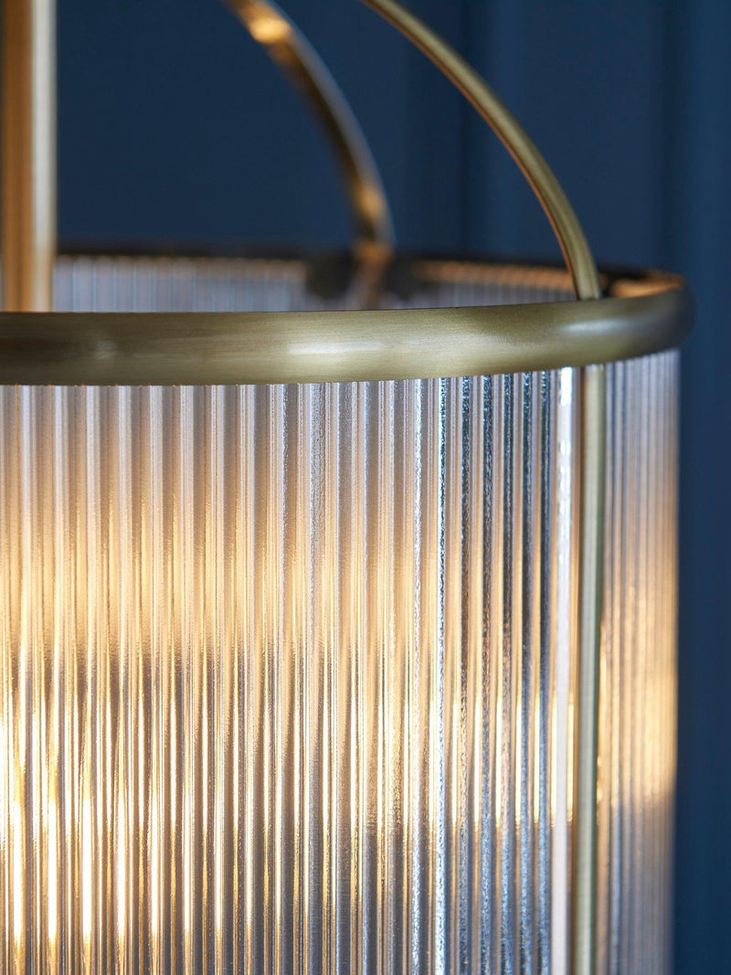 Bay Lighting Stockwell ribbed pendant ceiling light brass 41cm height (British brand)