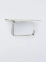 John Lewis John Lewis Modernist Toilet Roll Holder with Shelf Silver Bathroom Accessory- Buy online at McGrocer