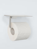 John Lewis Modernist toilet roll holder with shelf in silver, UK version