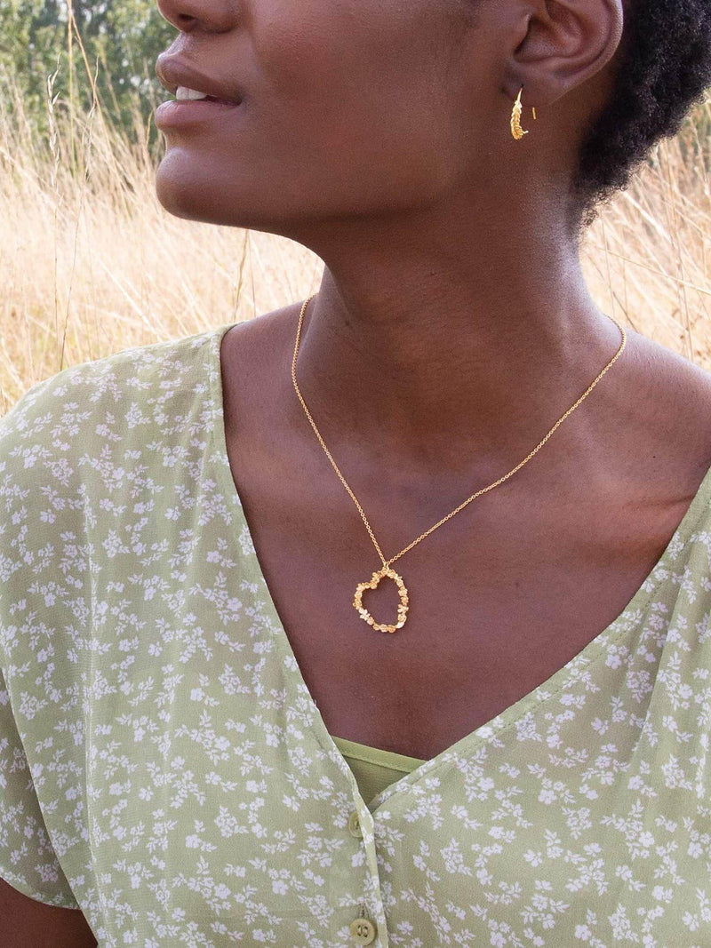 Alex Monroe Floral Heart Pendant Necklace gold plated - British product