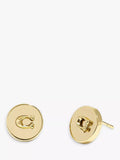 Coach sculpted C round stud earrings shiny gold, UK version