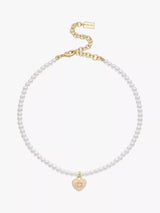 John Lewis Coach Sculpted C Heart Pendant Faux Pearl Choker Necklace Pearl/Gold- Buy online at McGrocer