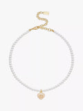 Coach faux pearl choker necklace heart pendant gold (British brand)