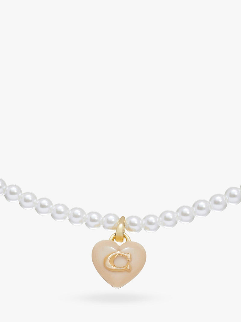 Coach faux pearl choker necklace heart pendant gold (British brand)