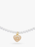 Coach faux pearl choker necklace heart pendant gold (British brand)