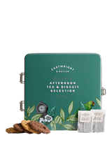 John Lewis Tea and Biscuits Selection Gift Tin with Chocolate Brownie and Sea Salted Caramel Oat Crumbles- Buy online at McGrocer