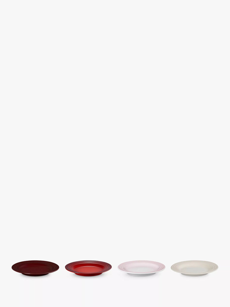 Le Creuset stoneware petits fours side plates set of 4 in assorted colors, 17.2cm, UK version