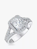 Jools by Jenny Brown Zirkonia-Smaragd-Halo-Cocktailring, Silber
