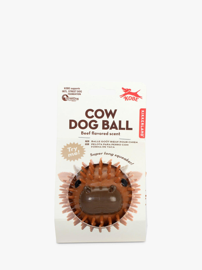 Kikkerland Highland Cow brown dog ball toy, UK version