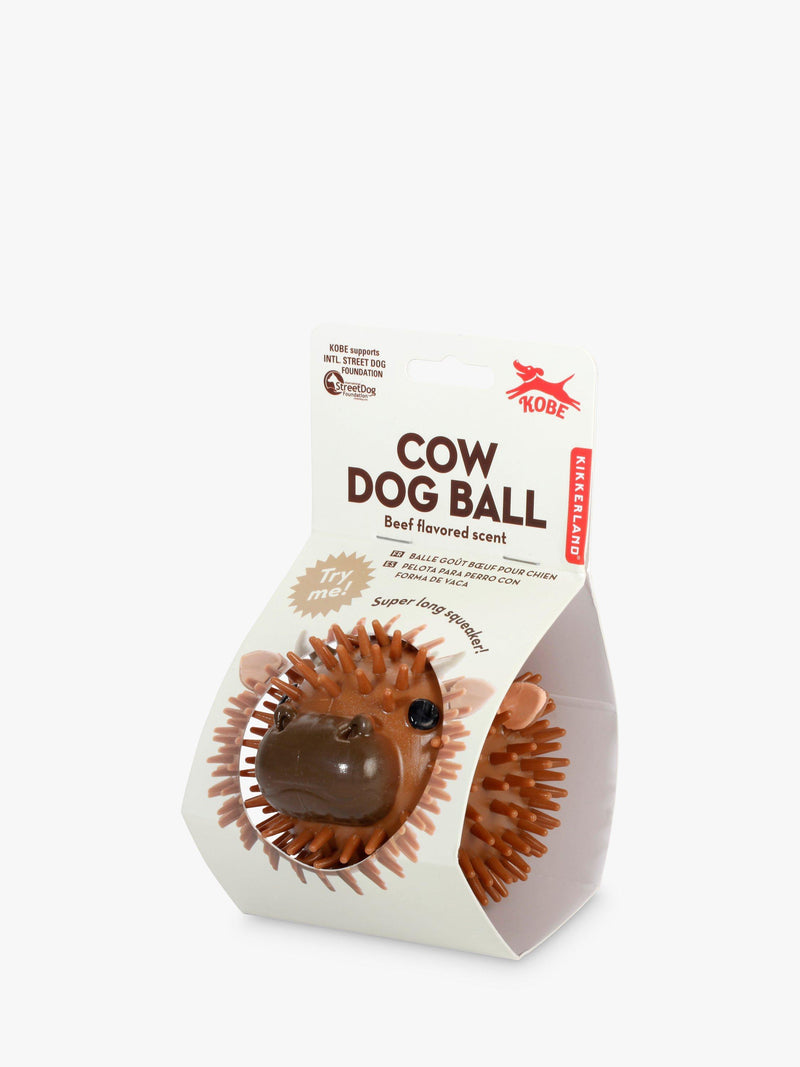 Kikkerland Highland Cow brown dog ball toy, UK version