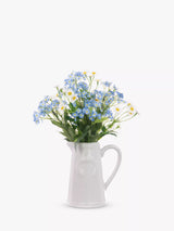 John Lewis Floralsilk Artificial Forget Me Not & Daisy in a Ceramic Jug, H32cm, Blue/White- Buy online at McGrocer