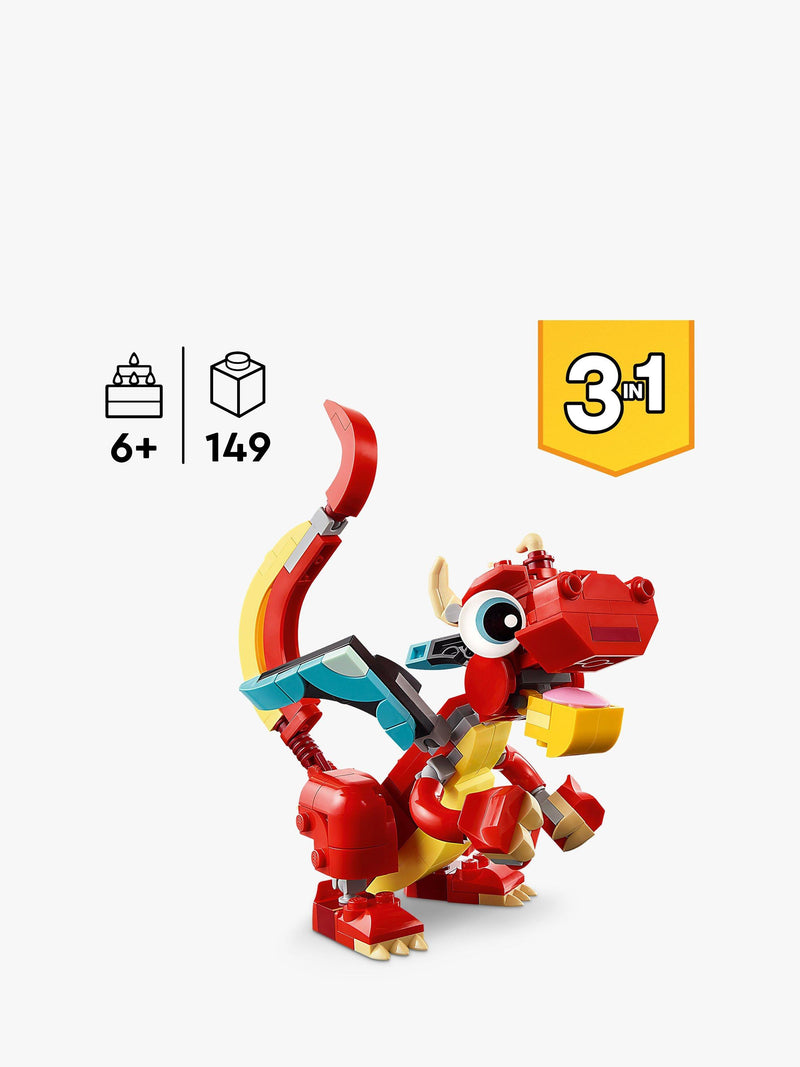 LEGO Creator Red Dragon building set 149 pieces, imported from the UK