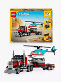 LEGO Creator 3in1 flatbed truck with helicopter building set, imported from the UK