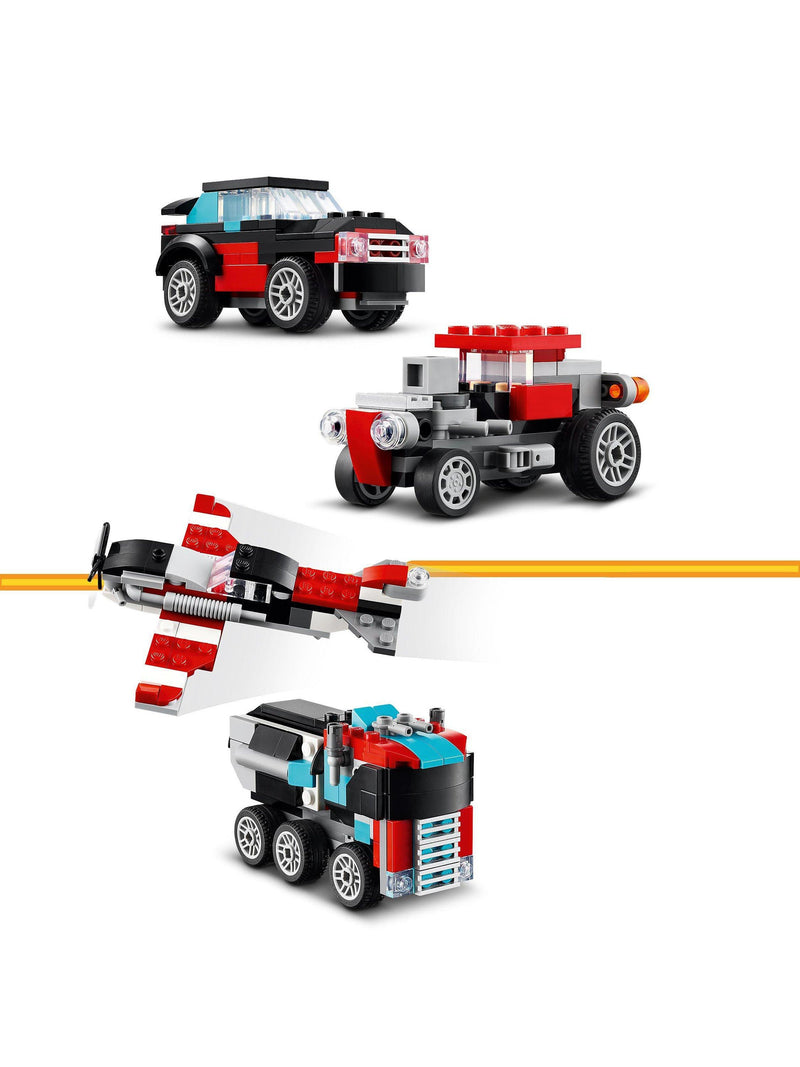 LEGO Creator 3in1 flatbed truck with helicopter building set, imported from the UK