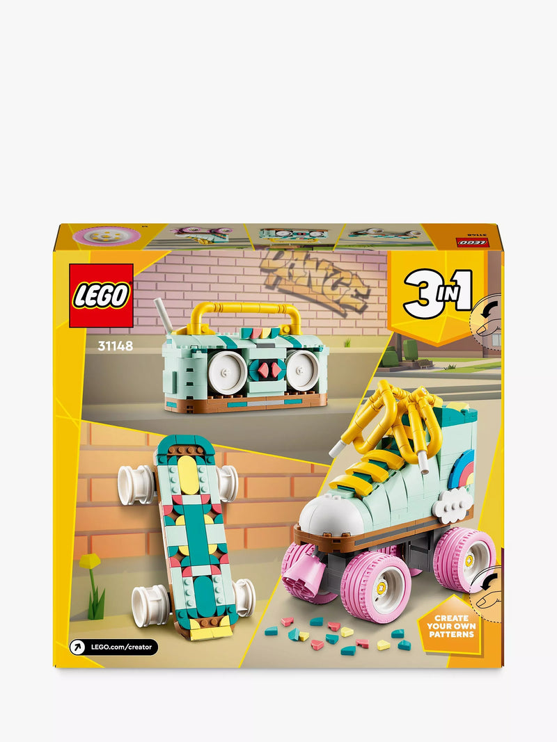 LEGO Creator 3in1 Retro Roller Skate and Toy Skateboard Building Set 342 Pieces, UK version