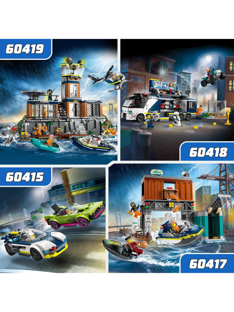 LEGO police prison island building set with helicopter and minifigures 980 pieces, UK version
