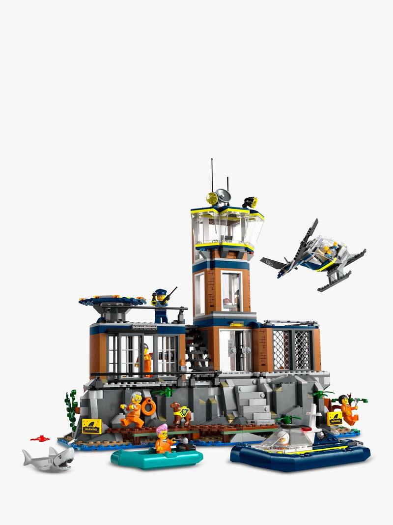LEGO police prison island building set with helicopter and minifigures 980 pieces, UK version