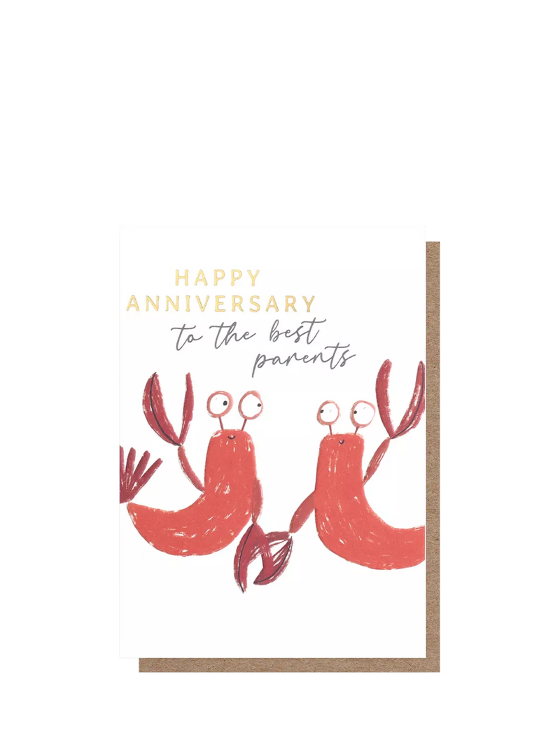 Caroline Gardner lobster anniversary card with envelope, UK version