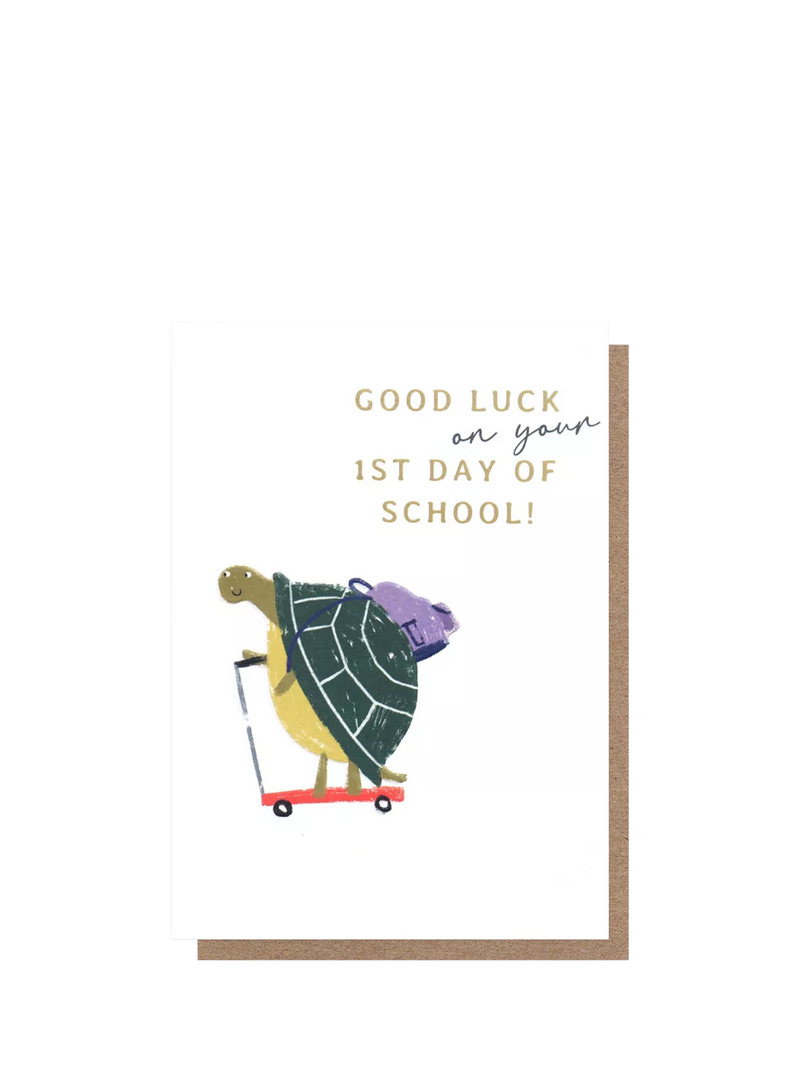Caroline Gardner tortoise first day at school greeting card, imported from the UK