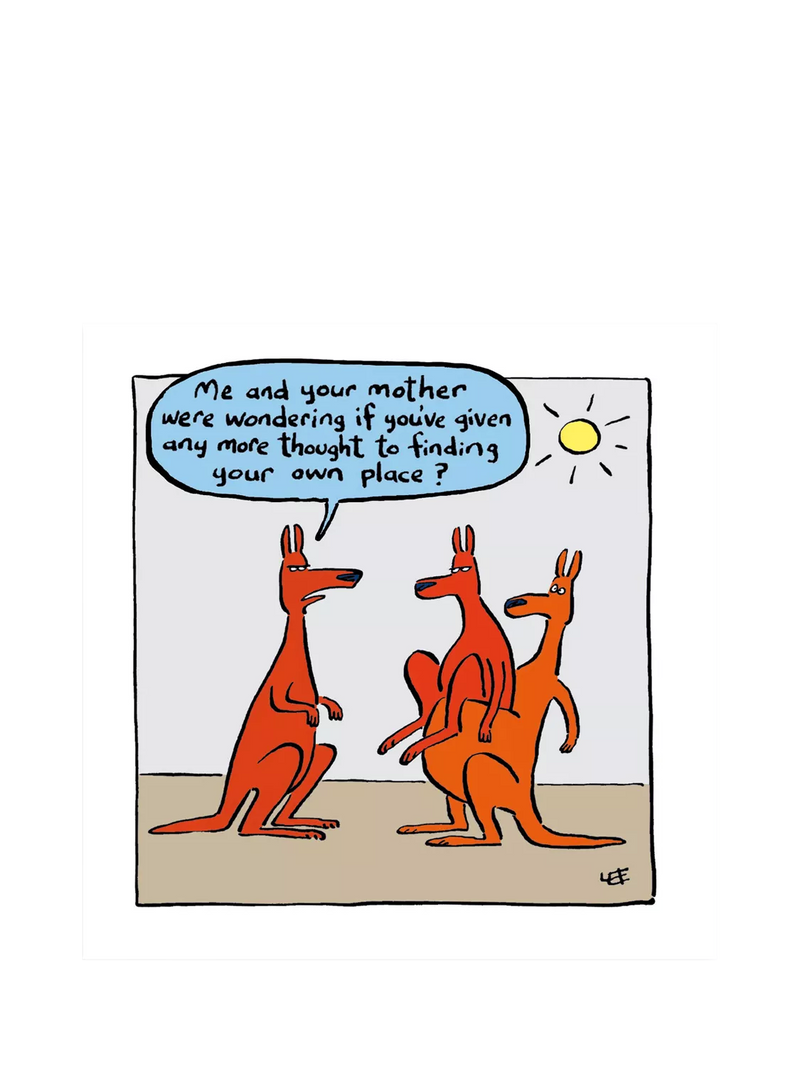 Woodmansterne kangaroo greetings card with blue envelope, UK version