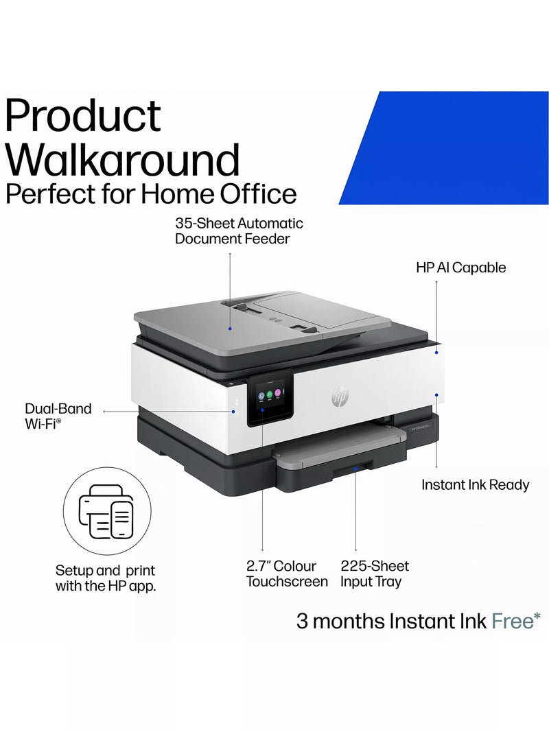 HP OfficeJet Pro 8132e all-in-one wireless printer with touch screen, UK version