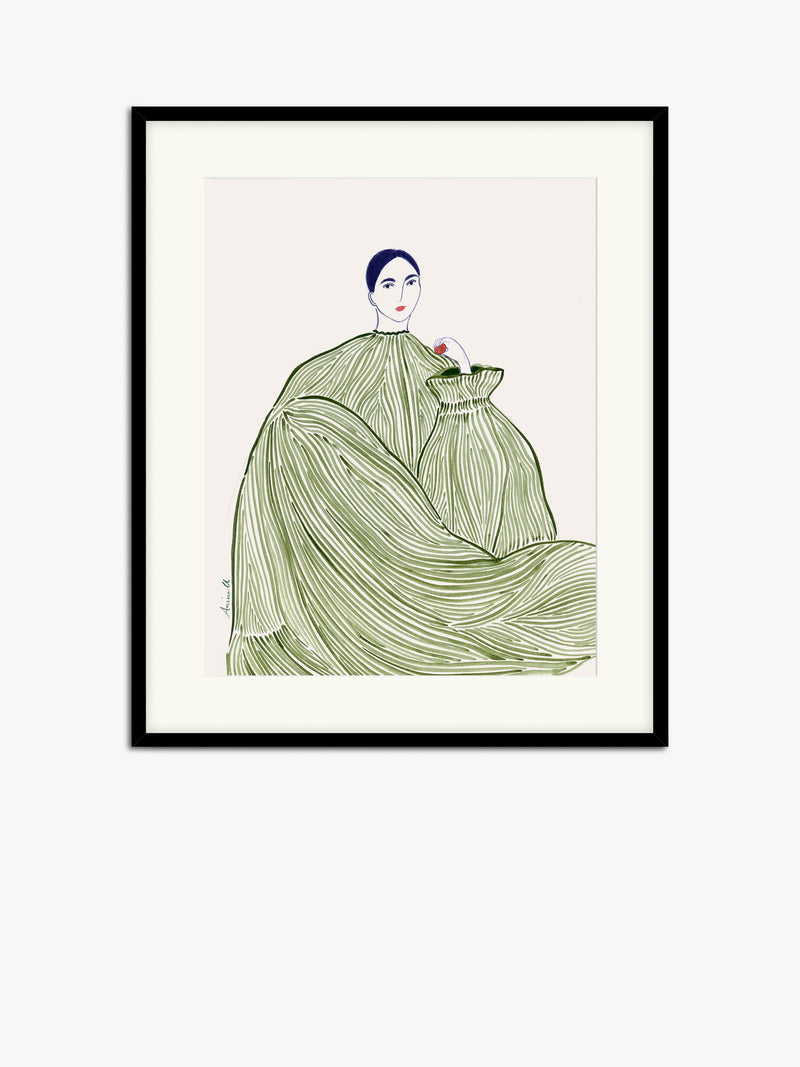 La Poire 'Green Dress' framed print with mount in green, UK version