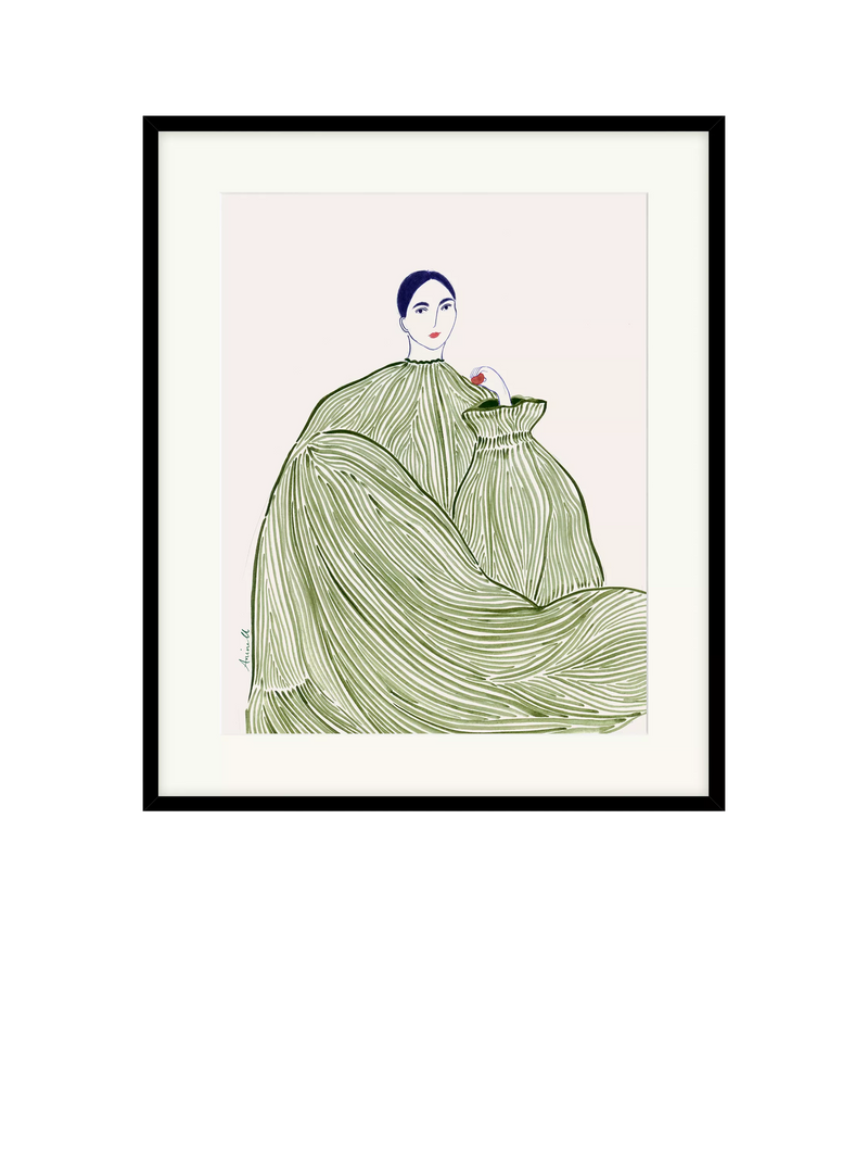 La Poire 'Green Dress' framed print with mount in green, UK version